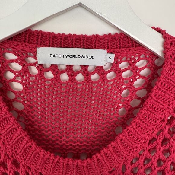 Racer Worldwide Cross Net Sweater Pink Grunge Rock Punk Crochet Unisex Small EUC - Picture 7 of 13